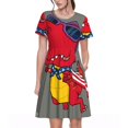 thumbnail image 1 of Fotbe Robe Motif Dinosaure Super Héros Dessin Animé Décontractée Mode Femme Manches Courtes Robe Maxi Robe T-Shirt Rayée Longue à Blocs de Couleur, 1 of 6