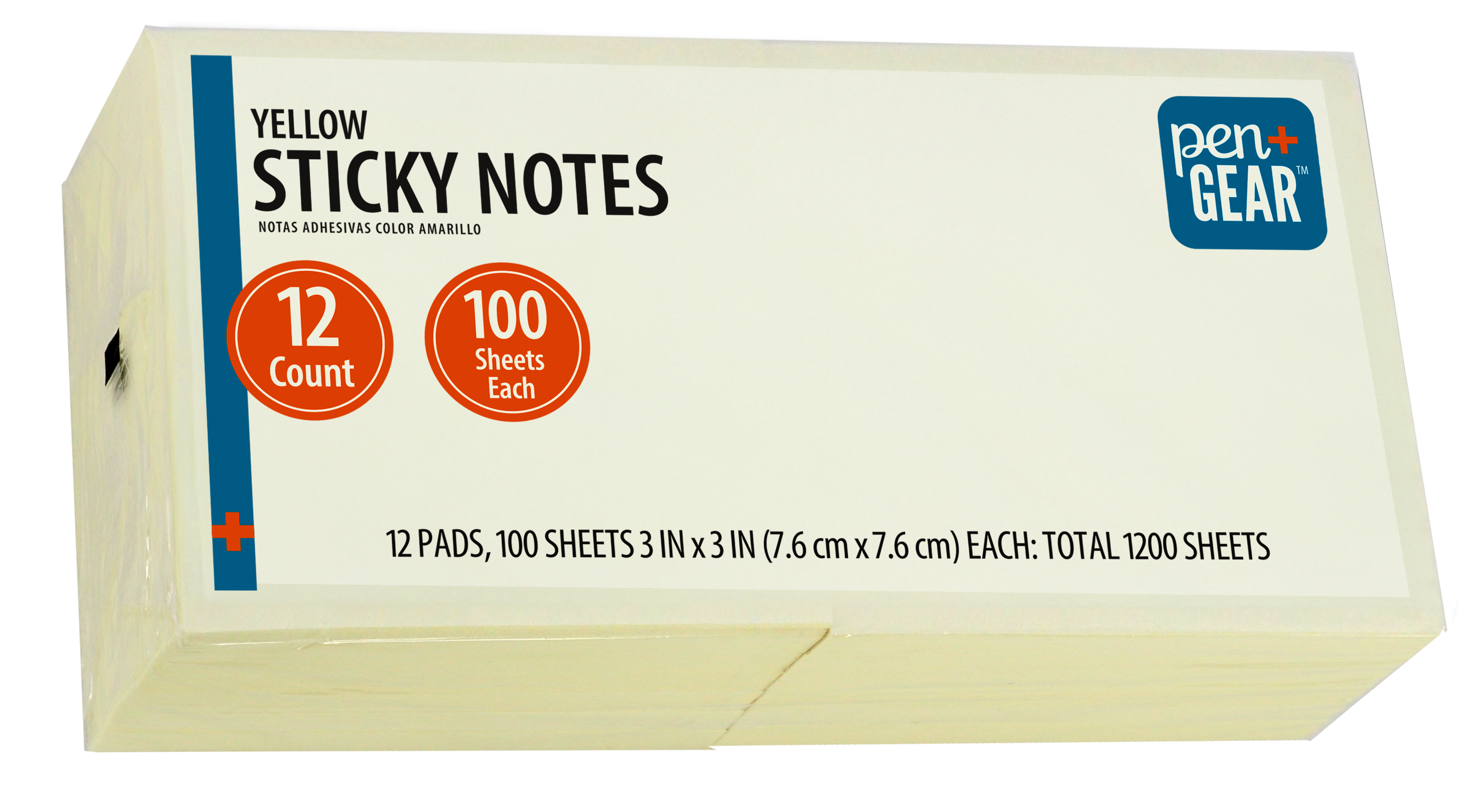 Pen+Gear Yellow Sticky Notes, 3" x 3", 1200 Sheets (12-Pack)