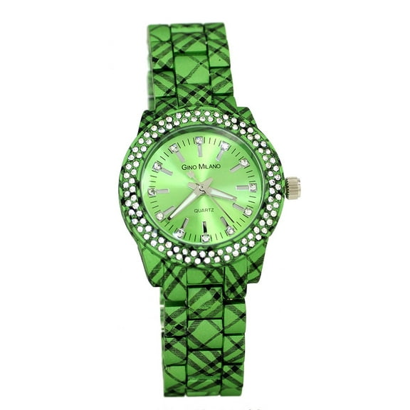 Women green plaid print clubbing  watch 36mm, 14mm thick case.