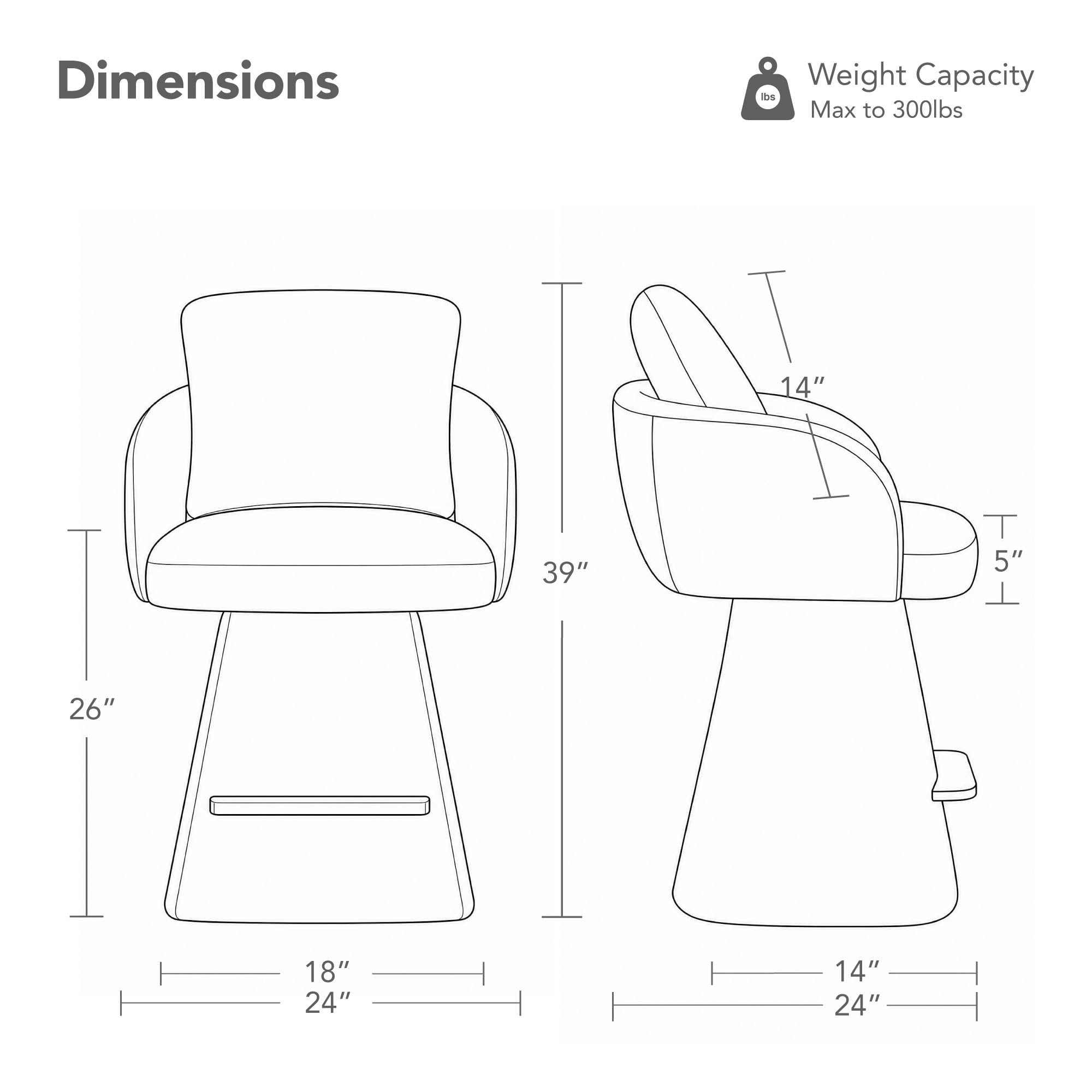 Spruce & Spring 26" Counter Height Swivel Bar Stools with Arms, Upholstered Chenille Seat & Back for Kitchen Island & Home Bar, Green Fabric