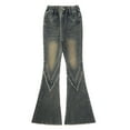 thumbnail image 6 of UQJfacai Girls Flare Jeans Teen Bell Bottom Denim Pants Kids Flared Cute Bootcut High Elastic Waist Trousers with Pockets 5-15 Years, 6 of 9