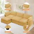 thumbnail image 4 of WISHEAD 112" L  Shape Sectional Couches for Living Room，Corduroy Sectional Sofas Couches with 2 Movable Ottoman，high-density sponge (Yellow), 4 of 10