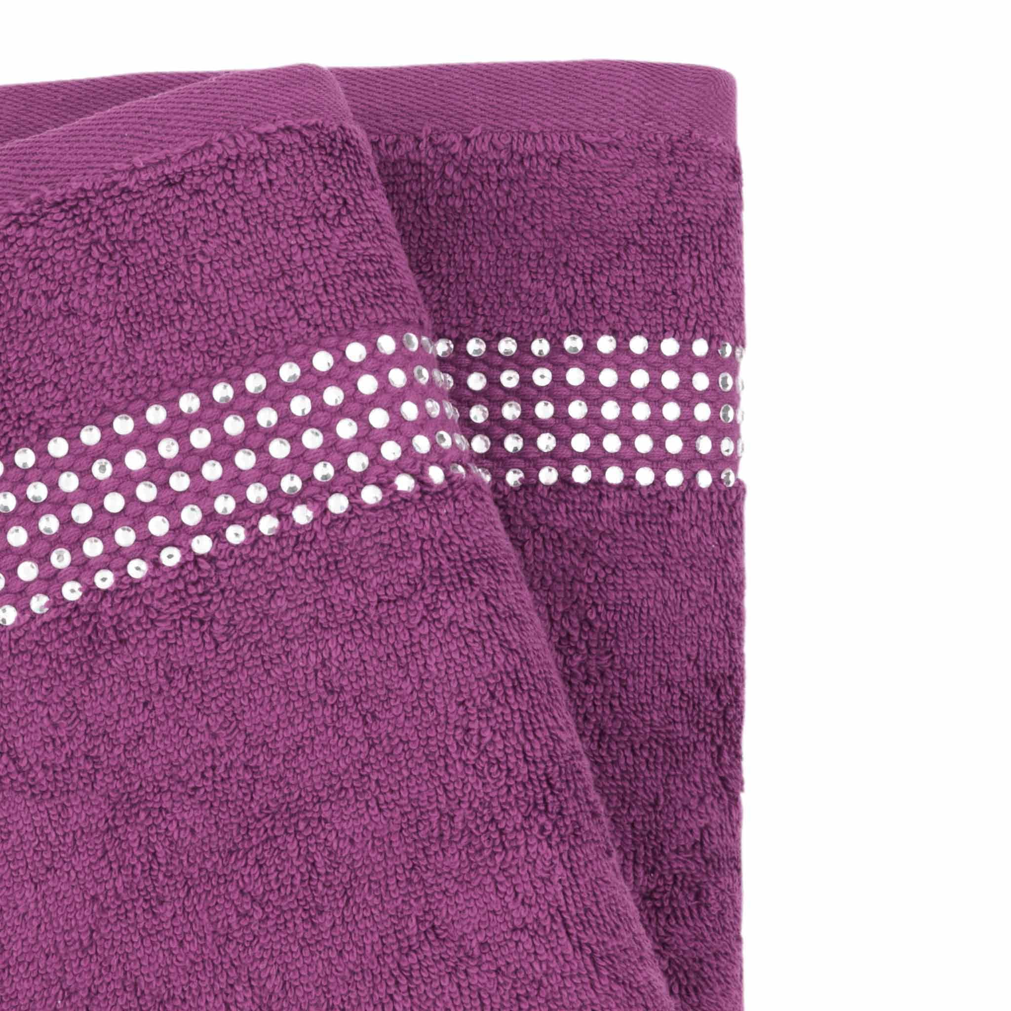 Sparkles Home  Stripe Rhinestone Hand Towel (Set of 2) - Purple