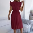 thumbnail image 5 of Taylonsss Womens Dress Casual Fashion V Neck Ruffled Waist Pleated Sleeveless Mid Calf Flowy Summer Outfit, 5 of 9