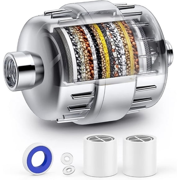 Refurbished BEIGE 20 Stage Shower Filter for Hard Water Shower Head - High Quality