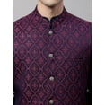 thumbnail image 6 of Maple Clothing Men's Indian Nehru Jacket Brocade Bandhgala Festive Waistcoat (Navy Blue/Maroon, XXL), 6 of 7