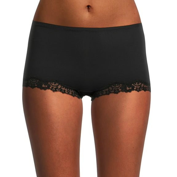 No Boundaries Body Base Boyshort with Lace, Women's and Women's Plus
