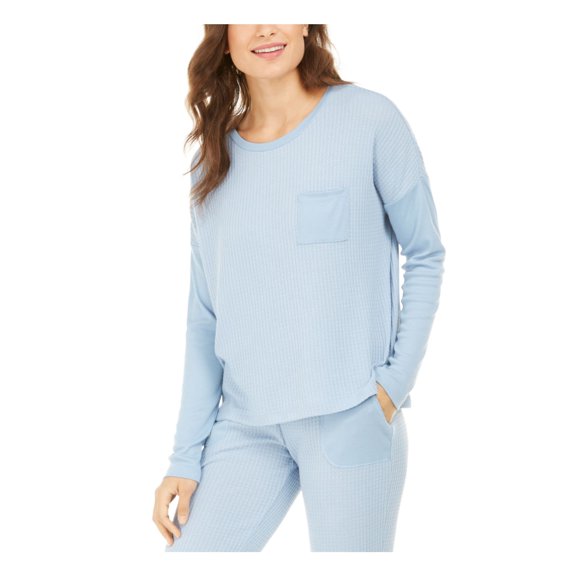 ALFANI Intimates Light Blue Textured Sleepwear Shirt Size: S
