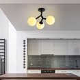 thumbnail image 4 of 3-Light Matte Black Semi-Flush Mount Ceiling Light with Frosted Angular Glass Shade, 4 of 9