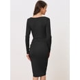 thumbnail image 4 of Vestido Ajustado de Punto de Manga Larga con Cuello Cuadrado para mujer Negro S, 4 of 5