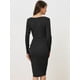 thumbnail image 4 of Vestido Ajustado de Punto de Manga Larga con Cuello Cuadrado para mujer Negro XL, 4 of 5