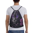 thumbnail image 2 of Kuqiui Purple-Eyed Floral Leopard Print Drawstring Backpack Drawstring Bags,Draw String Back Bag Drawstring Bags for Sports,Gym,Travel,Swimming,Beach, 2 of 8