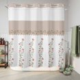 thumbnail image 6 of No Hook Shower Curtain, Beige Floral Shower Curtains for Bathroom with See Through Top Window, Spring Summer Botanical Flowers Waterproof & Washable Bath Curtain Standard 72"x72", 6 of 9