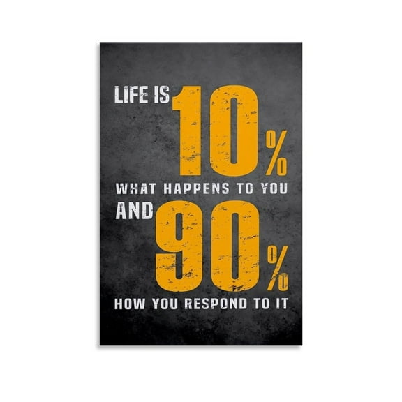 Office Motivational Poster Life Is 10% What Happens to You And 90% How You Respond to It Inspirational Wall Decor Print for Bedroom Kids Grils Boys Teens