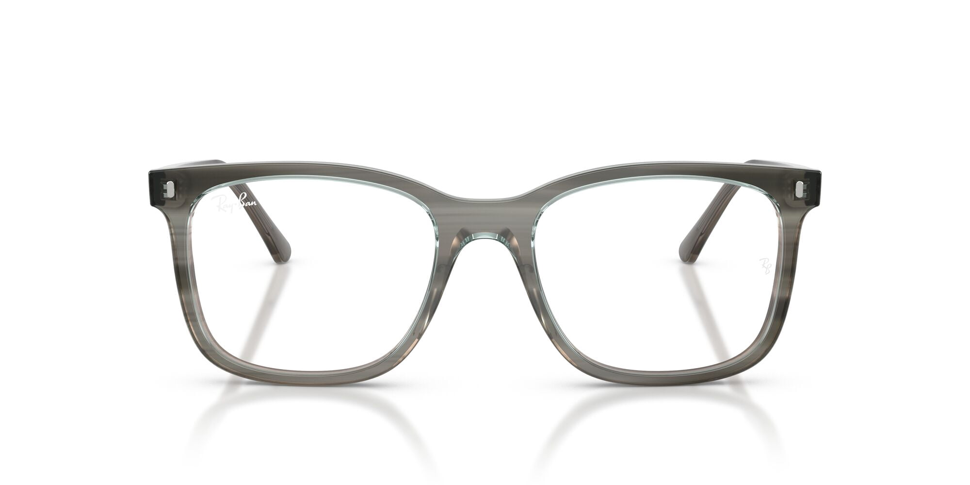 Ray-Ban Unisex Size 51 Square Eyeglasses, Polished Striped Grey/Demo Lens