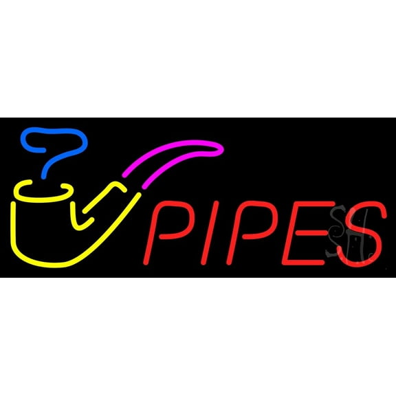 Pipes Bar LED Neon Sign 13 x 32 - inches, Clear Edge Cut Acrylic Backing, with Dimmer - Bright and Premium built indoor LED Neon Sign for Bar decor.