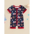 thumbnail image 4 of Hirigin 4th of July Baby Girl Boy Outfit Romper American Flag Baseball Print Short Sleeve Zipper Jumpsuit Independence Day Clothes, 4 of 8