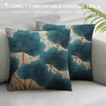 thumbnail image 3 of COMIO Throw Pillow Cover Green Plant Leaves Teal Gold Ginkgo Leaf Pillow Cushion Covers Square Turquoise Cushion Case, Great for Sofa, Bedroom, Chair, Yard, Living Room Decor, 3 of 5