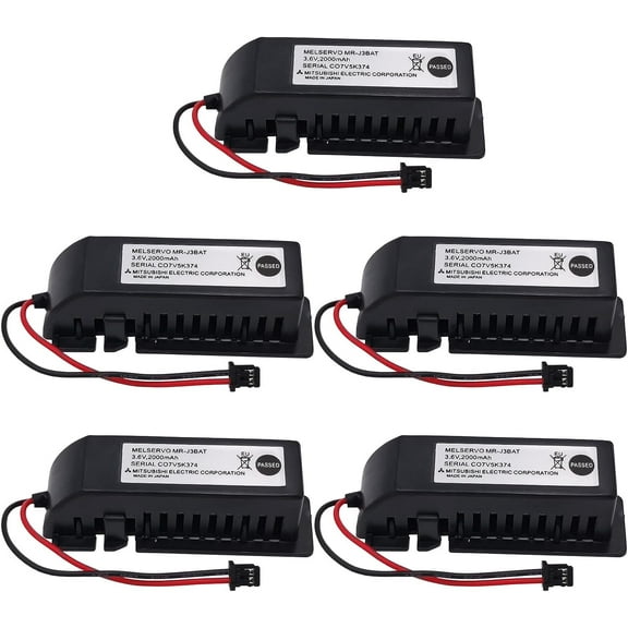 (Pack of 5) MR-J3BAT 3.6V 2000mAh ER6VC119A/B PLC CNC Battery with Plug for ER6VC119A/B MELSERVO MR70