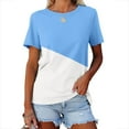 thumbnail image 2 of cfhntfmh Womens Tops Trendy 2025 Summer Color Block Crewneck Casual Shirts Comfy Womens Blouse Tees S-2xl, 2 of 4