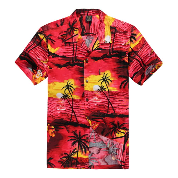 Palm Wave Mens and Big Mens Tropical Sunset Print Hawaiian Shirt, up to ...