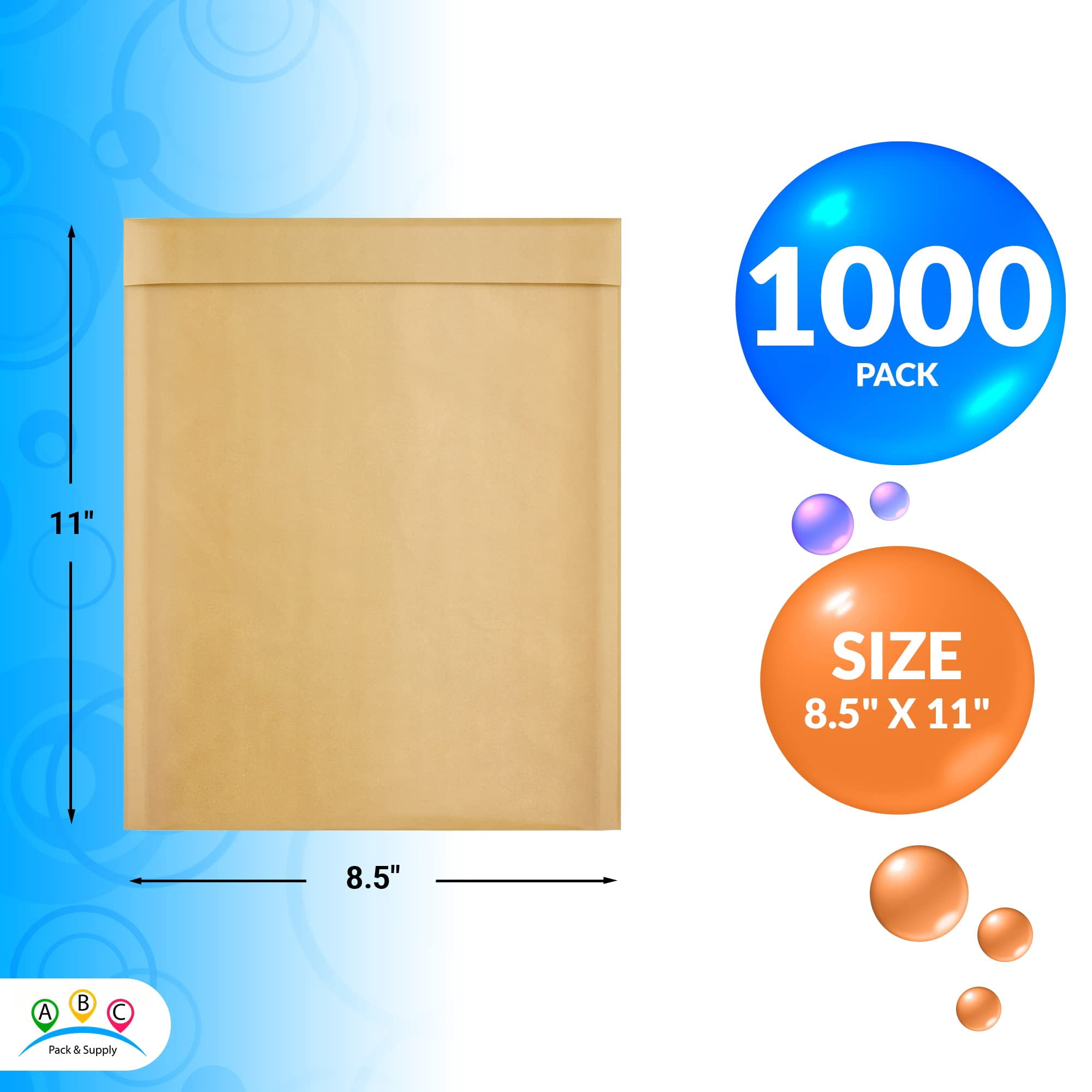 Brown Kraft Bubble Mailer Envelopes, 8.5 x 11 Inches. 1000 Pack Mail Padded Envelopes Self Seal. Kraft Bubble Mailers. Tear-Resistant Mailing Envelope Padded. Sturdy Paper Mailer