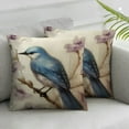 thumbnail image 3 of Acheng Throw Pillow Covers Painting Art Adorable Animal Sparrow Bird Flower Leaves Throw Pillow Case Square Outdoor Pillows Decorative Cushion Cover,Set of 2 White(Two Side Print) 12x12in, 3 of 7