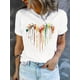 thumbnail image 1 of Women's Colorful Tie-Dye Animal Paw Prints Heart Graphic T-Shirt, Casual Crew Neck Short Sleeve Top, Breathable Knit , All-Season Fashion Tee, Romantic Gift for Valentine's Day, 1 of 5