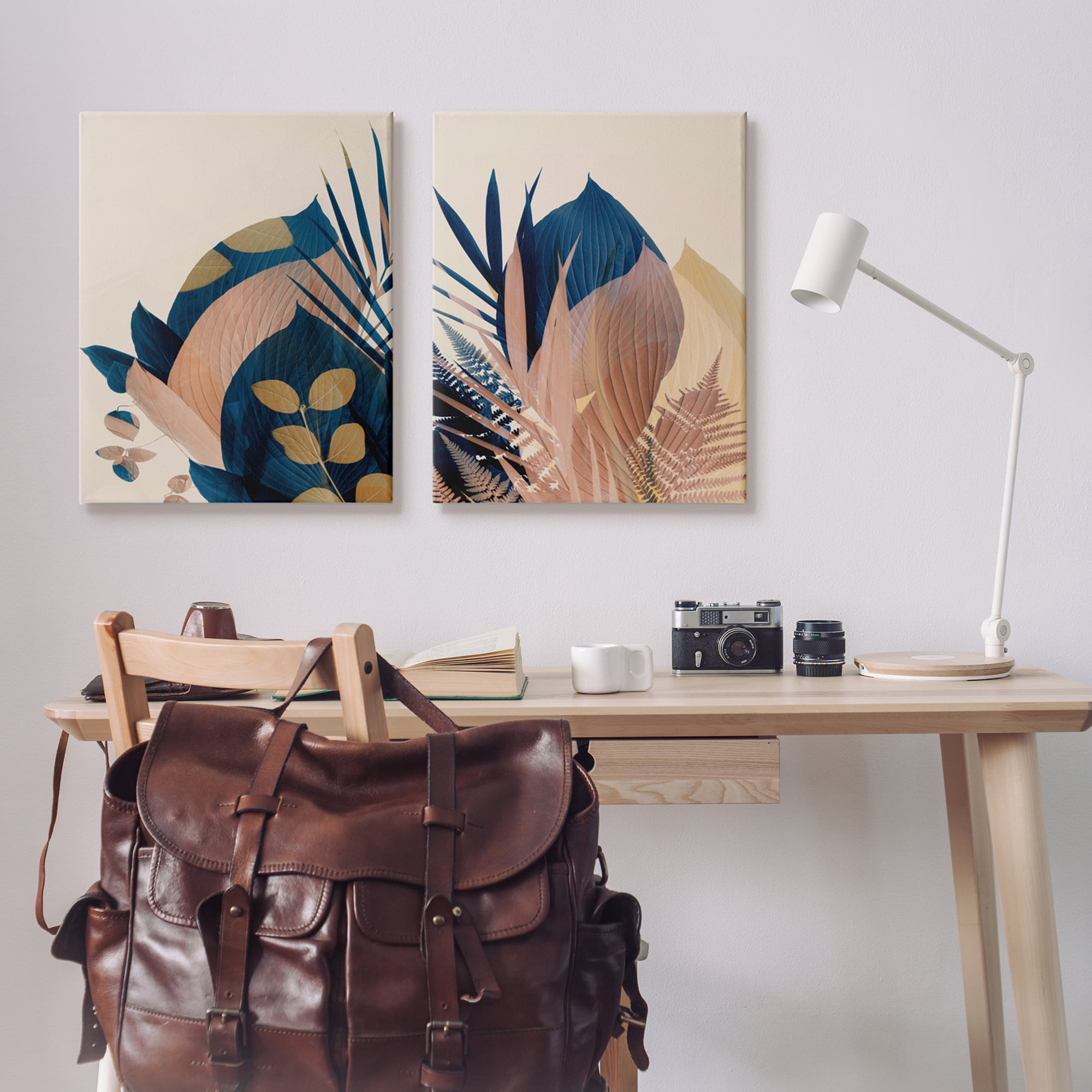 Stupell Indtries Forest Floor Fern Foliage Bold Blue Leaves Layered,24 x 30,Design by Ian Winstanley