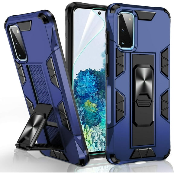 Compatible for Samsung Galaxy S20/S20 5G Case with HD Screen Protector, Military Grade Dual Layer Protective Shockproof Built-in Magnetic Kickstand Phone Case for Samsung S20/S20 5G, Blue