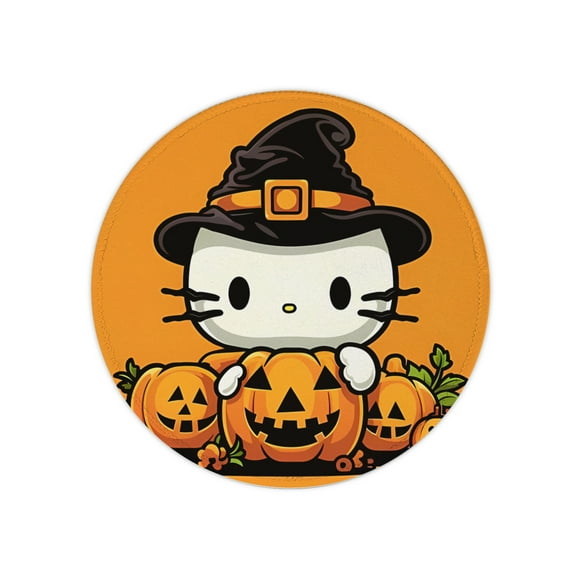 Hello Kitty Thanksgiving halloween Anime Mouse Pad, Gaming Mouse Pad Anti-Slip Rubber Base, Laptop Mouse Pad, Office Desktop Mouse Pad 8x8 Inch