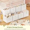 thumbnail image 3 of Low Loft Bed Twin Size with 8 Storage Drawers, Twin Loft Bed with LED Lights and Play Zone, Metal Loft Bed with Under-bed Play Space, No Box Spring Needed, White, 3 of 9
