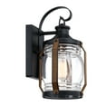 thumbnail image 5 of Retro 11.8 inch Matte Black and Barnwood accents Outdoor Wall Lantern Sconce with Clear Glass（2-Pack）, 5 of 9