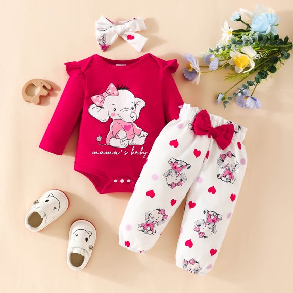 Baby Girl Floral Print Headband Hat Set Toddler Girl Thanksgiving Welcome Home Baby Set for Girls Go Home Baby Girl Outfit Long Pant Girl Baby Girl Cute Set Baby Girl Arrival Set