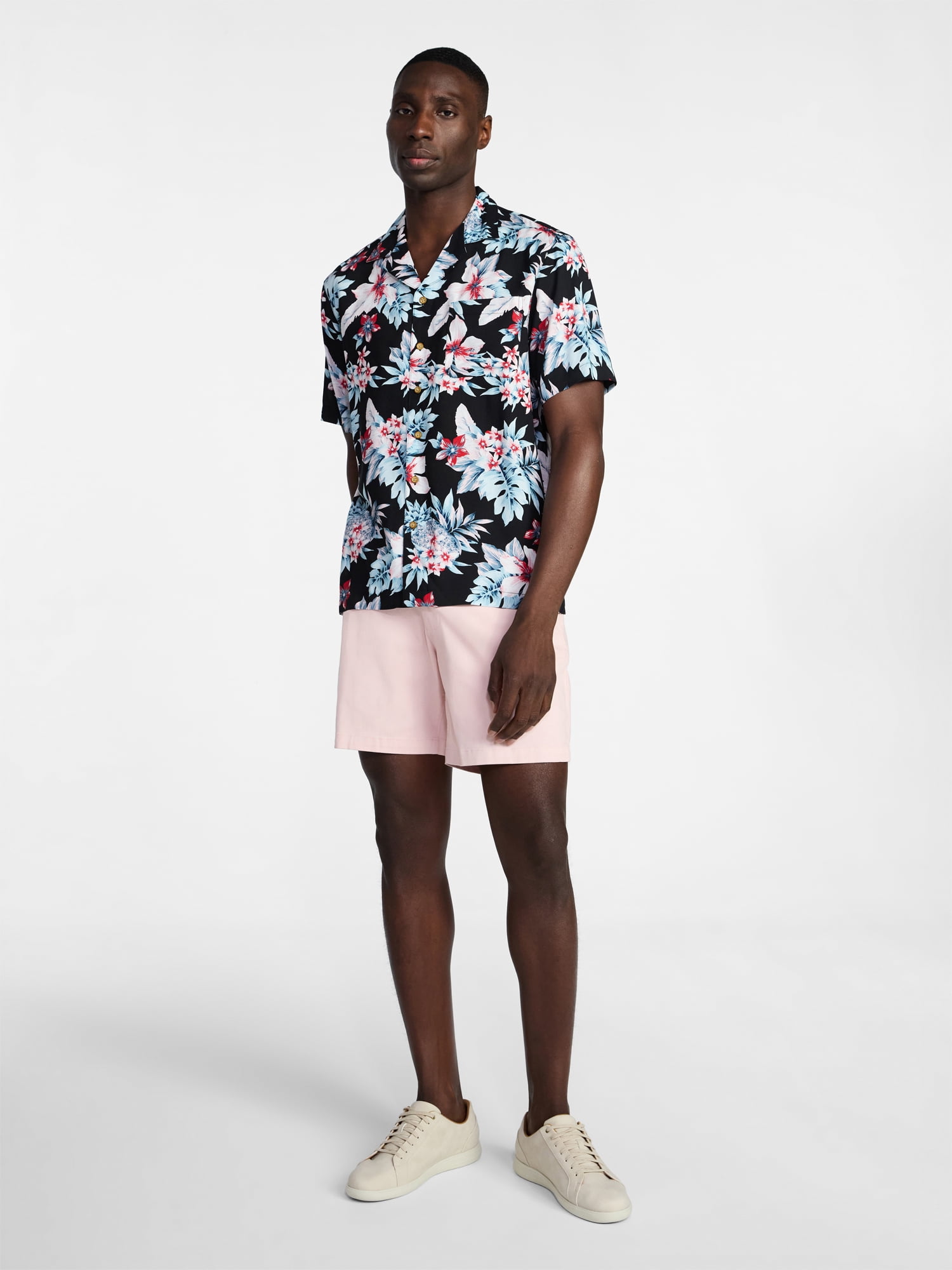 George Men's Relaxed Fit Printed Camp Shirt with Short Sleeves, Sizes S-3XLT
