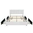 thumbnail image 5 of VECELO Queen Size Bed Frame with 4 Storage Drawers, Upholstered Platform Bed Frame with Adjustable Headboard, Wood Slat Support/Easy Assembly, White, 5 of 11