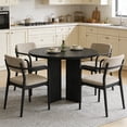 thumbnail image 4 of 47.24" Mid-Century Modern Round Dining Table with Fluted 4 Legs Base, Black Wood Texture, 4 of 12