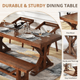 thumbnail image 6 of NIUTN 71" Rectangular Rustic Solid Pine Wood Farmhouse Dining Table,walnut, 6 of 8