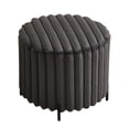 thumbnail image 4 of GZXS Modern Upholstered Faux Fur Ottoman, 22" Round Pouf Foot Rest Stool with Black Metal Legs, Easy Assembly, 4 of 7