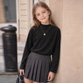 thumbnail image 6 of Resicozy Girls Long Sleeve Shirts Turtleneck Casual Base Slim Fit Fall Shirt for Kids, Soft Winter Tops for School Outdoor Daily Wear 2-13 Years Black 100, 6 of 6