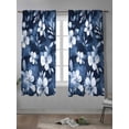 thumbnail image 4 of Navy Blue Spring Floral Curtains 72 Inch Length,Sheer Curtains for Bedroom Living Room Window Summer Flowers Watercolor Botanical Rod Pocket Drapes Kitchen Curtains Small Half Window 52"x72" 2 Panels, 4 of 6