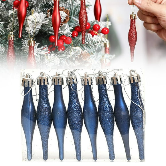 Christmas Decorations Outdoor Hangs Finial Christmas Ornaments Glitter Plastic Retro Hanging Christmas Finials Ornaments For Xmas Tree Holiday Household Object