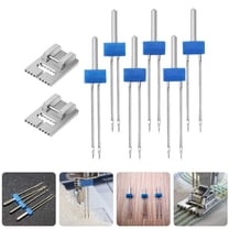 Worgeous Sewing Machine Twin Needles with Needle Threader for Home Use Assorted Color 1 Set