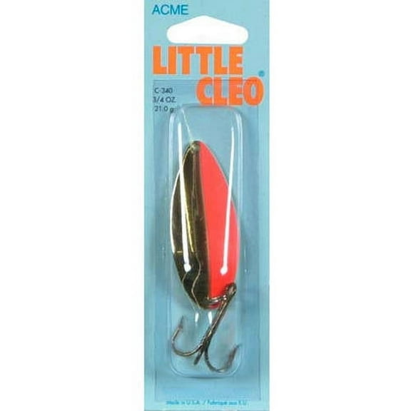 Acme Tackle Freshwater Little Cleo, Fishing Spoon, 3/4 oz. Gold Flo Org Stripe