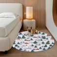 thumbnail image 2 of Round Rugs 4Ft, Farmhouse Christmas Round Area Rug Washable Indoor Throw Carpet, Green Xmas Tree Snowflake Soft Non Slip Circle Rug for Kitchen Nursery Room Home Decor Aesthetic, 2 of 8