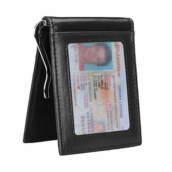 WalletbyRain by RFID Men's Leather Slim Bifold Money Clip Wallet Front Pocket Credit Card Holder, Black