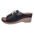 thumbnail image 5 of Summer Slides for Women Trendy Metal Chain Peep Toe Slip on Wedge Sandals Comfy Outdoor Orthopedic Shoes Casual Slippers Black Size 8, 5 of 5