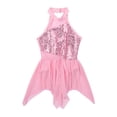 thumbnail image 3 of iiniim Kids Girls' Halter Sequined Lyrical Dance Tutu Dress Irregular Latin Ballet Dancewear, 3 of 7