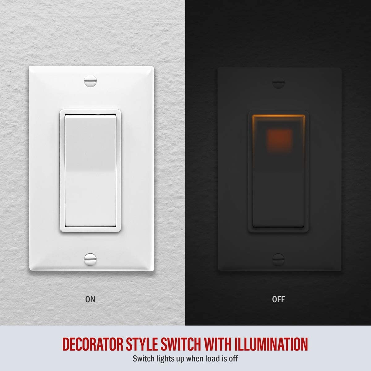 ENERLITES Illuminated 3-Way Decorator Paddle Light Switch, Three Way, Push-In and Side Wiring, Copper Wire Only, Grounding Screw, Residential Grade, 15A 120-277V, UL-Listed, 93160-W, White