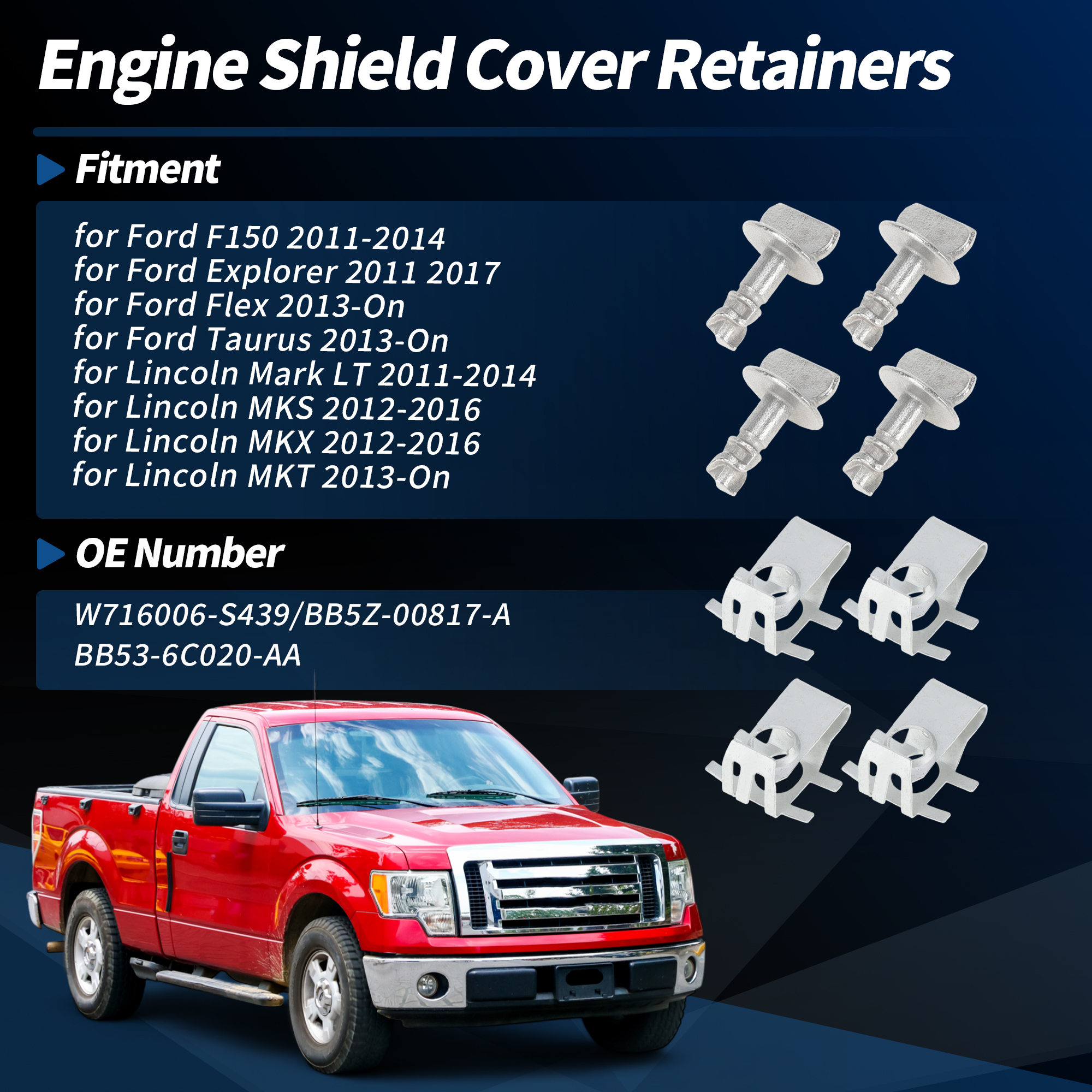 Unique Bargains Engine Cover Retainers for Ford F150 Explorer Flex Taurus